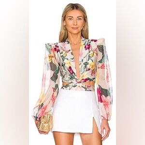 PatBO Hibiscus Plunge Bodysuit